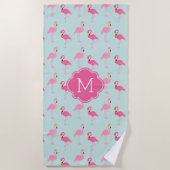 Fun Flamingos Pattern Monogrammed Strandlaken (Voorkant)