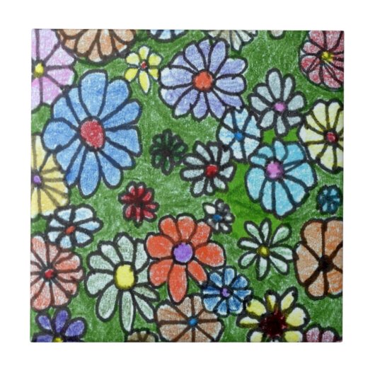"Fun Floral #2" Keuken Garden Ceramic Tile Tegeltje (Voorkant)