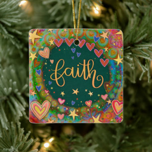 Fun Floral Faith hart Inspirativiteit Keramisch Ornament