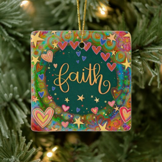 Fun Floral Faith  hart Inspirativiteit Keramisch Ornament (Boom)