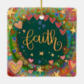 Fun Floral Faith  hart Inspirativiteit Keramisch Ornament (Achterkant)