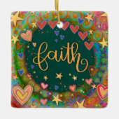 Fun Floral Faith  hart Inspirativiteit Keramisch Ornament (Voorkant)