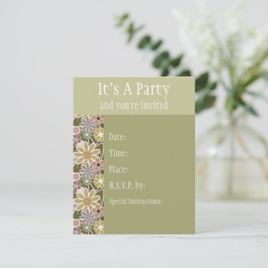 Fun Floral Invitation Kaart (Staand voorkant)