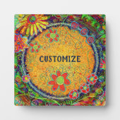 Fun Floral Jaune Whimsical UN MOT Plaque (Devant)