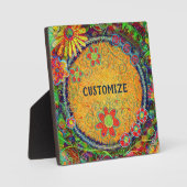 Fun Floral Jaune Whimsical UN MOT Plaque (Recto)