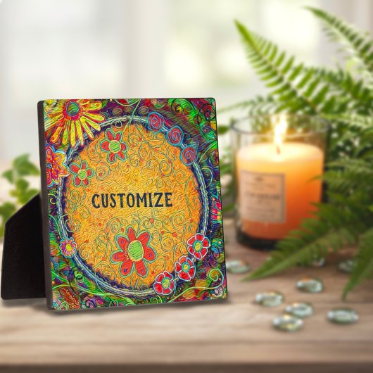 Fun Floral Jaune Whimsical UN MOT Plaque