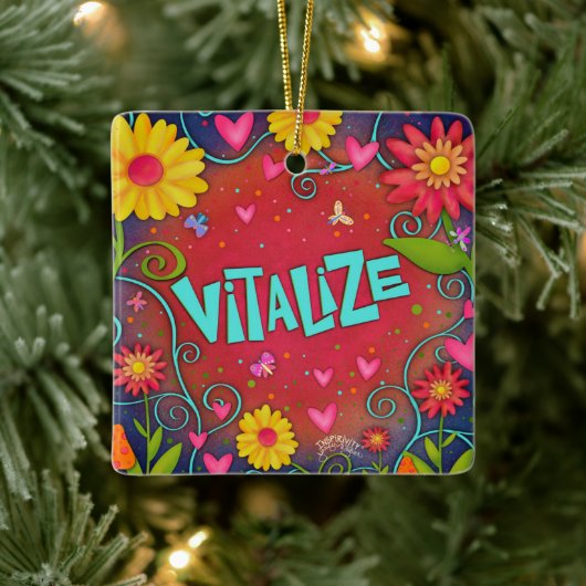 Fun Floral Vitalize  Dragonfly Inspirivity Keramisch Ornament (Boom)