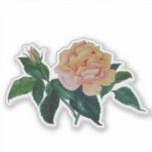Fun Floral Watercolor Peace Rose Gift Sticker (Devant)