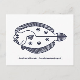 Fun Flounder Fish in Deepest Blue en White Briefkaart