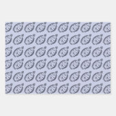 Fun Flounder Fish in Deepest Blue op Licht Paarse Inpakpapier Vel (Voorkant 2)