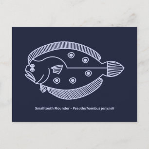 Fun Flounder Fish in Licht Paarse op Deepest Blue Briefkaart