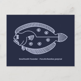 Fun Flounder Fish in Licht Paarse op Deepest Blue Briefkaart