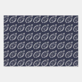 Fun Flounder Fish in White op Deepest Blue Inpakpapier Vel