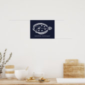 Fun Flounder Fish in White op Deepest Blue Poster (Keuken)