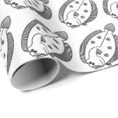 Fun Flounder Fish in zwart-wit Cadeaupapier (Rol Hoek)