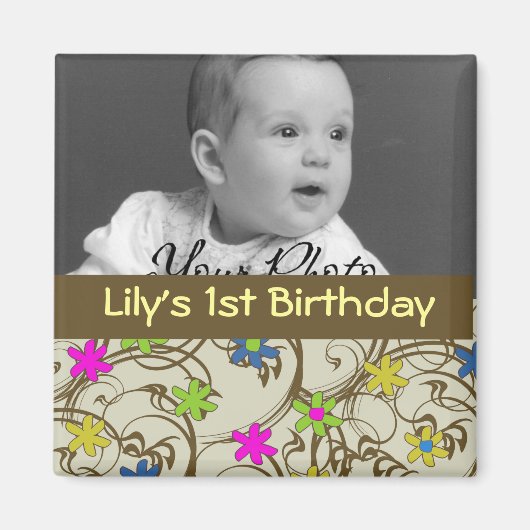 Fun Flower Baby Favor Magneet (Voorkant)