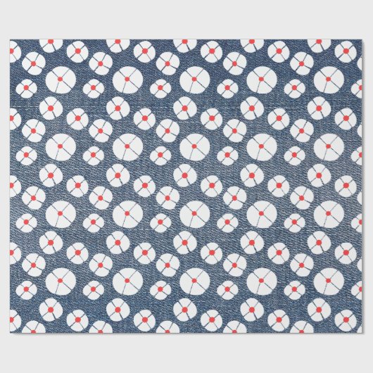 Fun Flower on Denim Cadeaupapier (Vlak)