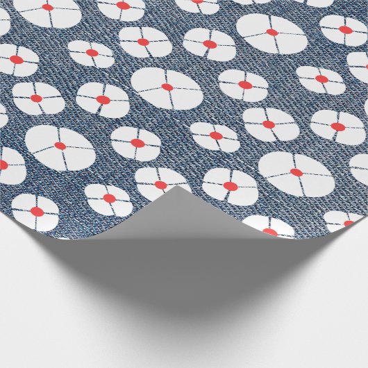 Fun Flower on Denim Cadeaupapier (Hoek)