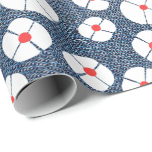 Fun Flower on Denim Cadeaupapier