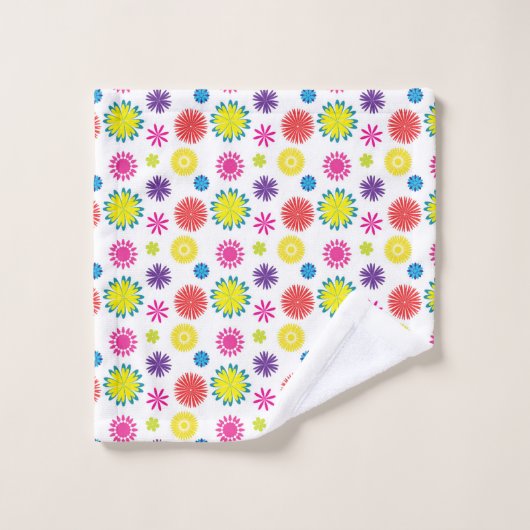 Fun Flowers Colorful Garden Fiesta Bad Handdoek (Wasdoekje)