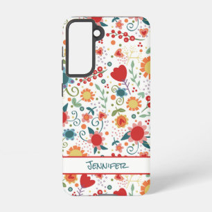Fun Flowers Gepersonaliseerd Bloemen Girly Leuke H Samsung Galaxy Hoesje