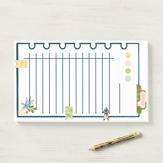 Fun Flowers & Onglets Notes Lrg Post-it (Sur un bureau)