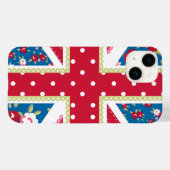 Fun Folk Quilt British Union Jack Flowers Case-Mate iPhone Case (Achterkant (horizontaal))