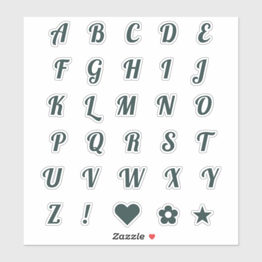 Fun Forest Green Alphabet Initiaal Monogram Letter Sticker (Vel)