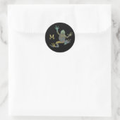 Fun Fractal climate Tree Frog met je monogram Ronde Sticker (Tas)