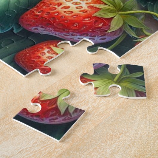 Fun fraise Feuilles Fleurs Jigsaw Puzzle (Côté)