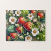 Fun fraise Feuilles Fleurs Jigsaw Puzzle (Horizontal)
