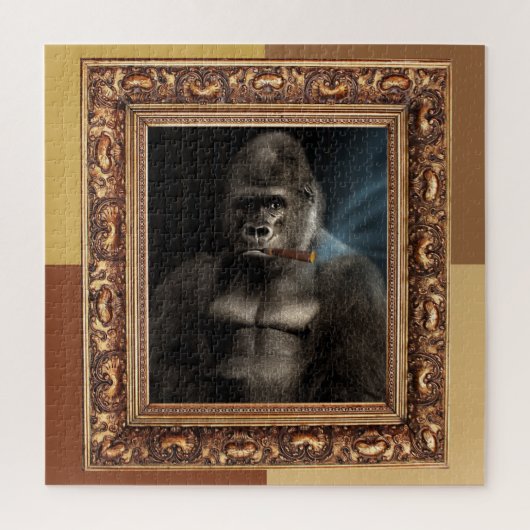 Fun Framed Gorilla Smoking Cigar Smoker Gift Legpuzzel (Verticaal)