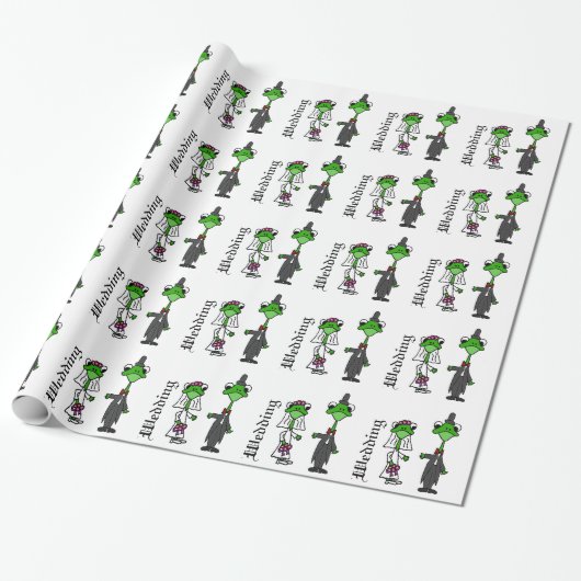 Fun Frog Bride en Groom Wedding Design Cadeaupapier (Uitgerold)