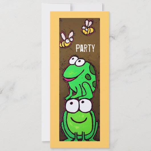 Fun frog et abeilles Invitation de la fête (Devant)