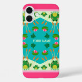 Fun Frog Pattern Pink Green Custom Name Case-Mate iPhone Case (Achterkant)