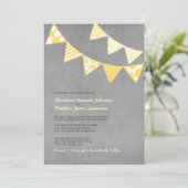 Fun Fun Flags Jaune et Gray Invitations de mariage (Debout devant)