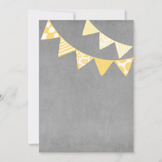 Fun Fun Flags Jaune et Gray Invitations de mariage (Dos)