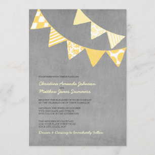 Fun Fun Flags Jaune et Gray Invitations de mariage