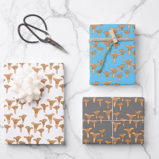 Fun Fungi Chanterelle Mushroom Pattern Gift Inpakpapier Vel (Voorkant)