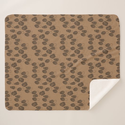 Fun Fungi Morel Mushroom Pattern Cozy Sherpa Deken (Voorkant (horizontaal))