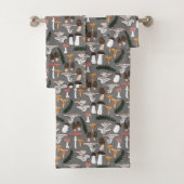 Fun Fungi Mushroom Fern Pattern Bad Handdoek (Insitu)
