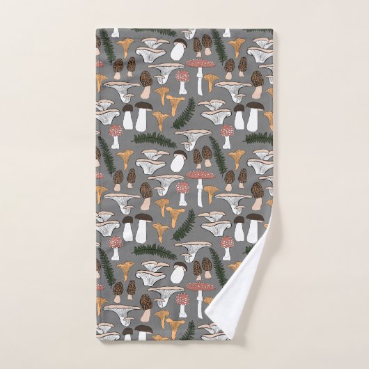 Fun Fungi Mushroom Fern Pattern Bad Handdoek (Handdoek)