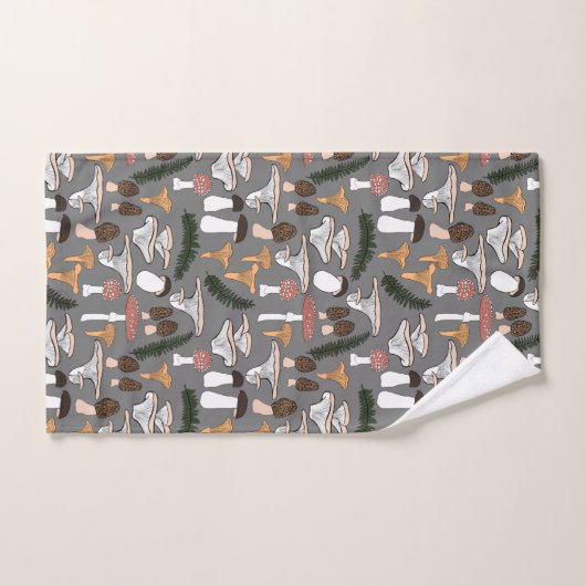 Fun Fungi Mushroom Fern Pattern Bad Handdoek (Handdoek)