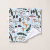 Fun Fungi Mushroom Fern Pattern Bad Handdoek (Wasdoekje)