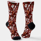 Fun Fungi Mushroom Fern Pattern Foraging Sokken (Gebogen)