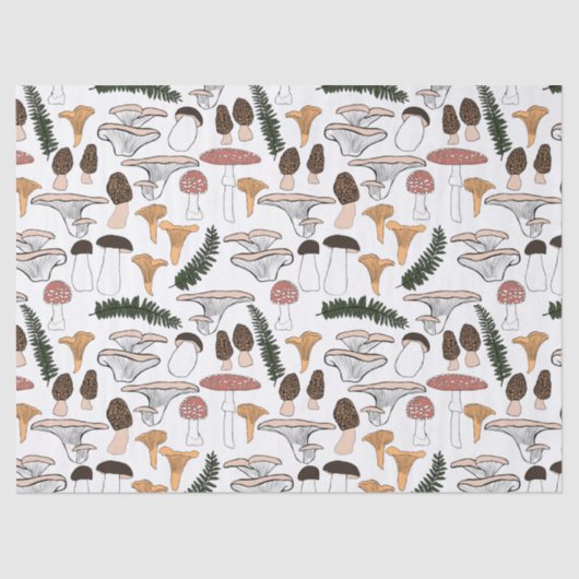 Fun Fungi Mushroom Fern Pattern Gift Tissuepapier (Voorkant)