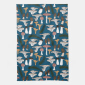 Fun Fungi Mushroom Fern Pattern Theedoek (Verticaal)