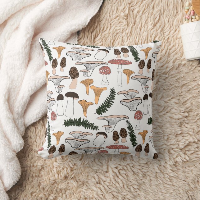 Fun Fungi Mushroom Ferns Pattern Kussen (Deken)