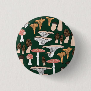 Fun Fungi Mushroom Pattern Ronde Button 3,2 Cm
