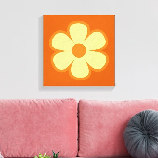 Fun Funky 60s 70s Retro Flower Canvas Afdruk (Insitu (Woonkamer))